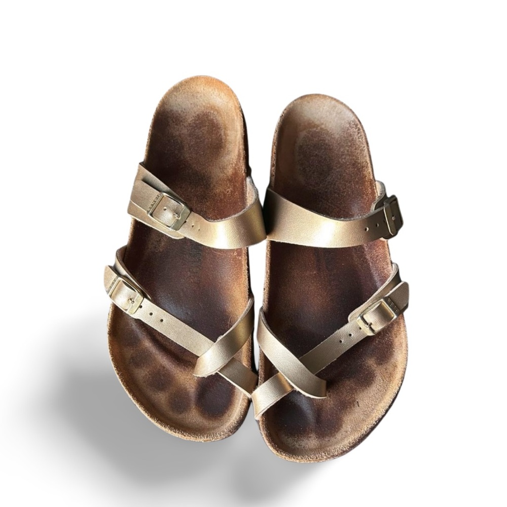 Birkenstocks Mayari Gold Leather Sandals